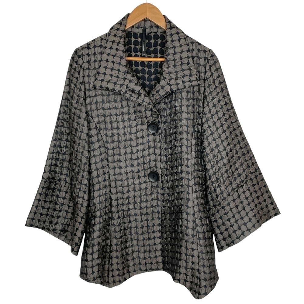 IC Connie K Womens Textured Oversized Asymmetric Jacket S Art to Wear Lagenlook